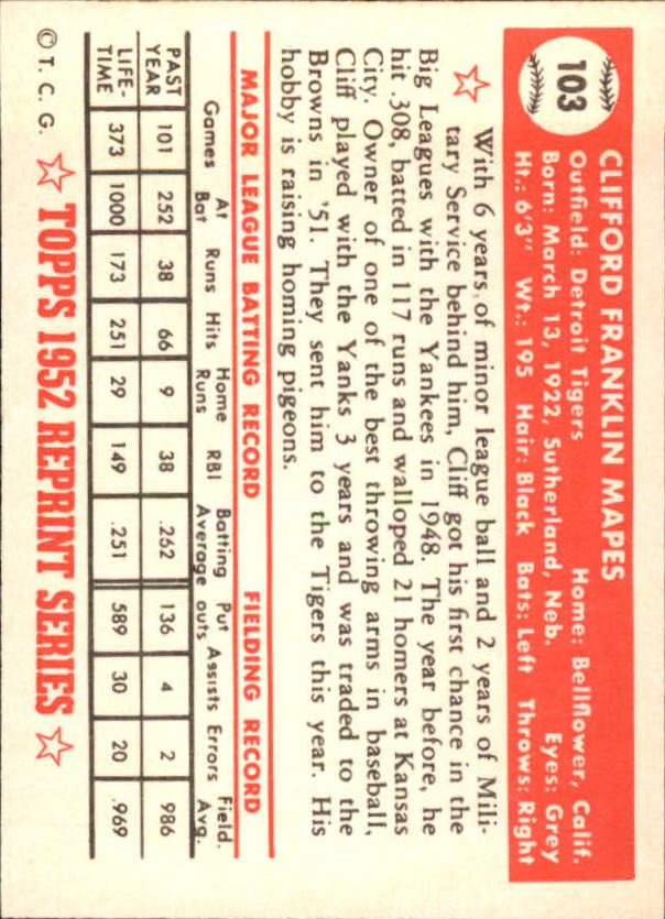 1983 Topps Baseball 1952 Reprint (#1-200) Singles - You Choose - Picture 201 of 387