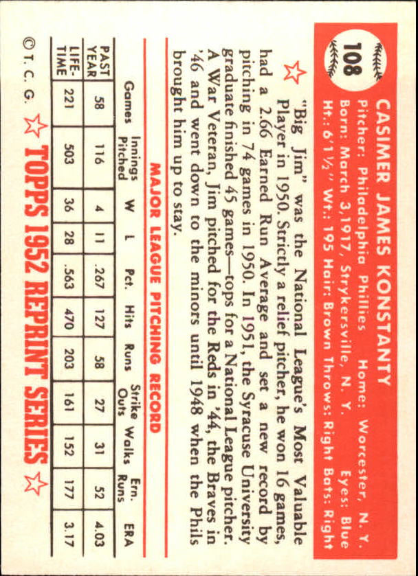 1983 Topps Baseball 1952 Reprint (#1-200) Singles - You Choose - Picture 211 of 387
