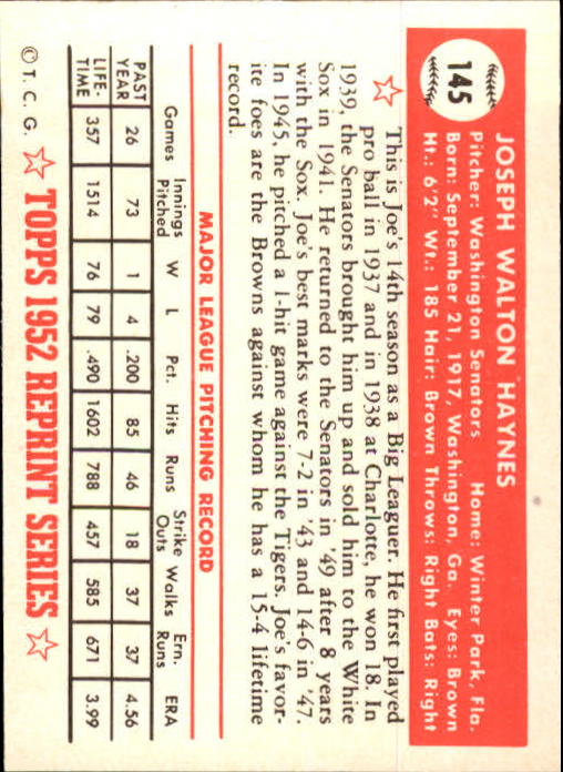 1983 Topps Baseball 1952 Reprint (#1-200) Singles - You Choose - Picture 285 of 387