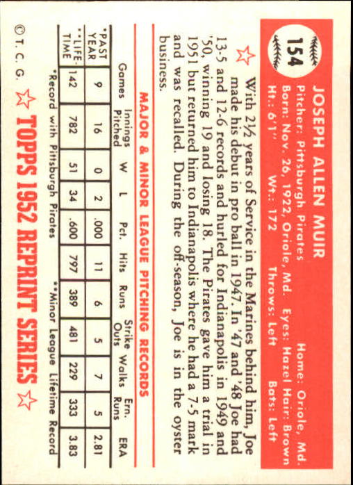 1983 Topps Baseball 1952 Reprint (#1-200) Singles - You Choose - Picture 303 of 387