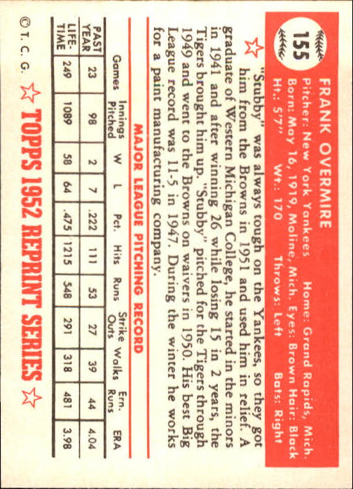 1983 Topps Baseball 1952 Reprint (#1-200) Singles - You Choose - Picture 305 of 387