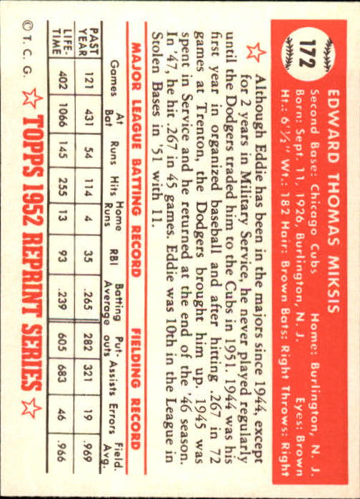 1983 Topps Baseball 1952 Reprint (#1-200) Singles - You Choose - Picture 337 of 387