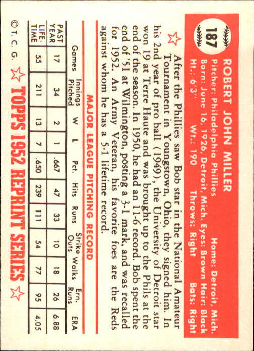 1983 Topps Baseball 1952 Reprint (#1-200) Singles - You Choose - Picture 365 of 387