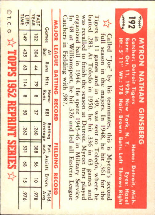 1983 Topps Baseball 1952 Reprint (#1-200) Singles - You Choose - Picture 373 of 387