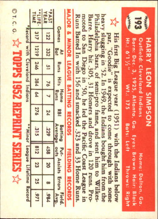 1983 Topps Baseball 1952 Reprint (#1-200) Singles - You Choose - Picture 375 of 387