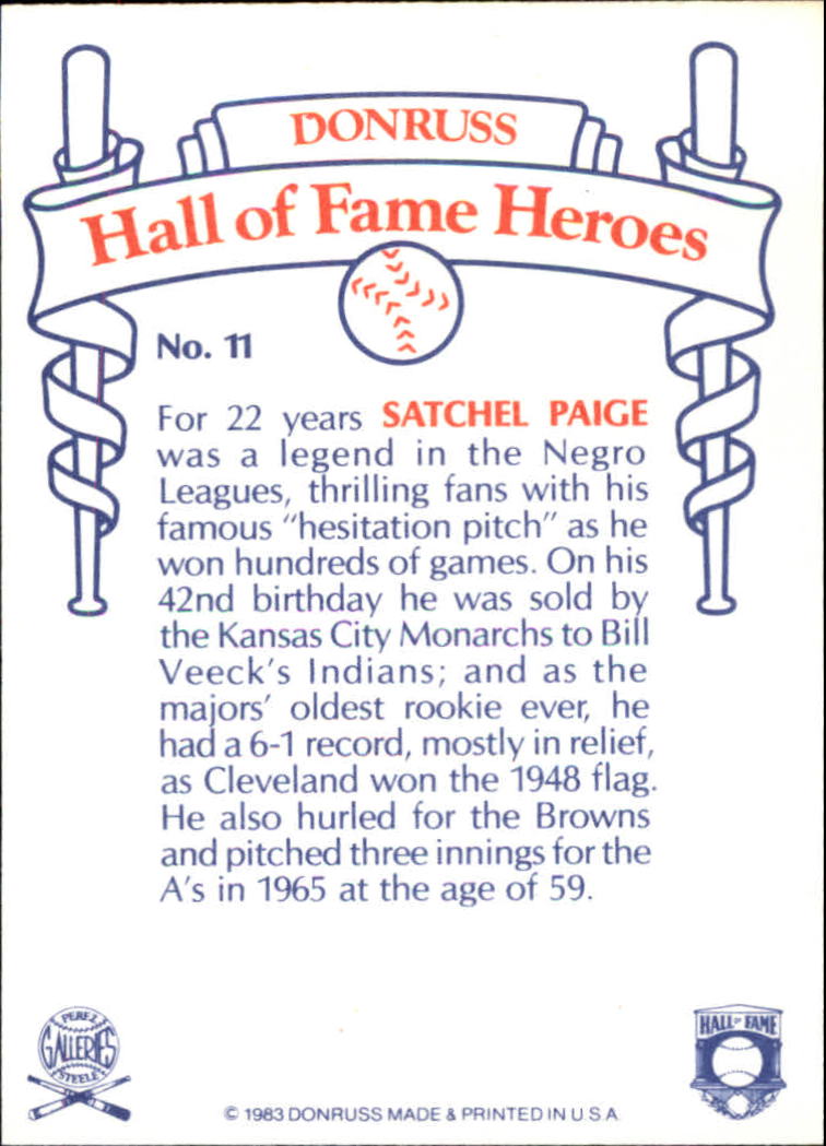 1983 Donruss HOF Heroes #11 Satchel Paige back image