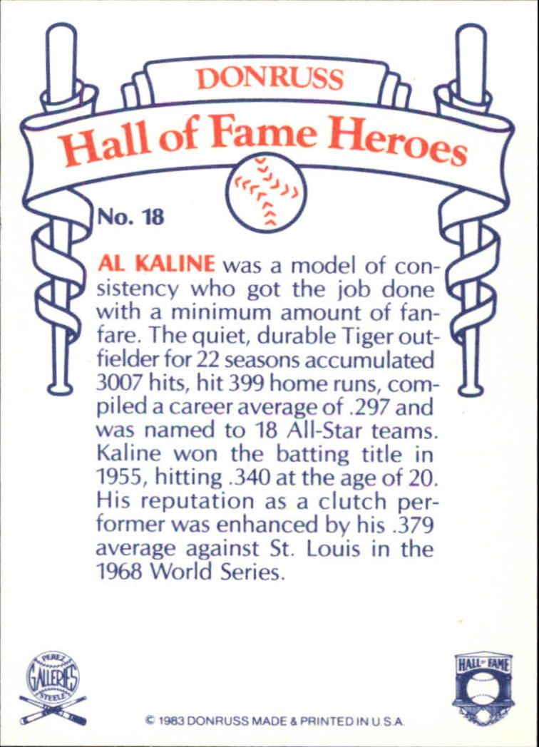 1983 Donruss HOF Heroes #18 Al Kaline back image