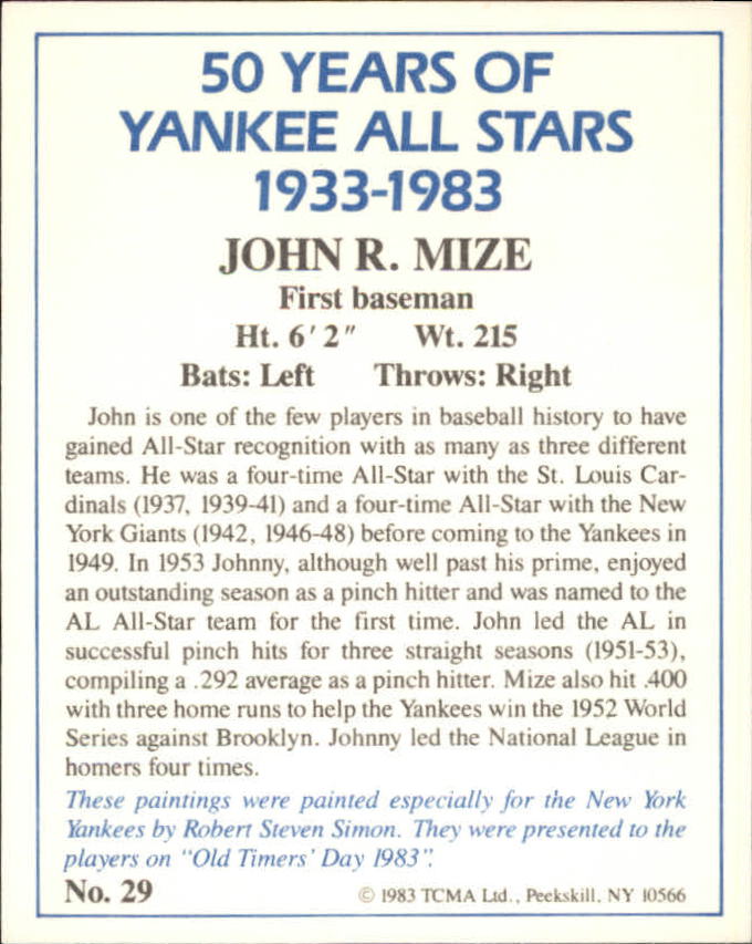 B6568- 1983 Yankees A-S 50 Años Tarjetas 1-50 -Tú eliges- 15+ ENVÍO GRATUITO A EE. UU. - Imagen 63 de 103