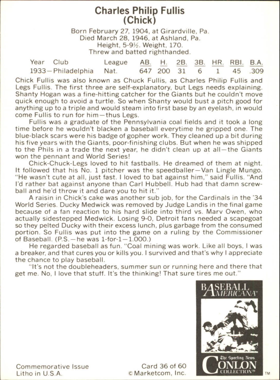 B7621- 1983 Conlon Marketcom Baseball Card #s 1-60 -You Pick- 15+ FREE US SHIP - Picture 61 of 108