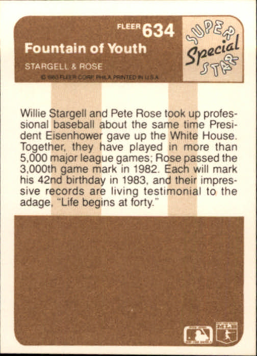 1983 Fleer #634 Willie Stargell/Pete Rose back image