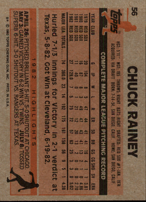 1983 Topps #56 Chuck Rainey back image