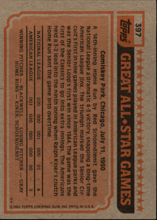 1983 Topps #397 Pete Rose AS back image