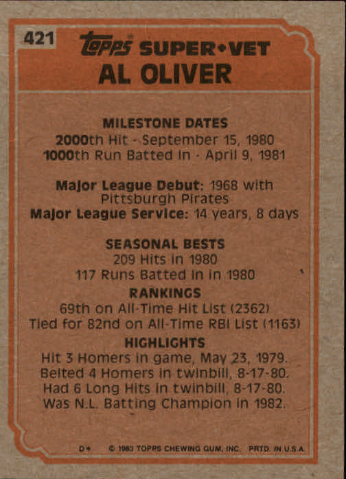 A6485- 1983 Topps Baseball Cards 401-600 +Rookies -You Pick- 15+ FREE US SHIP - Picture 23 of 331