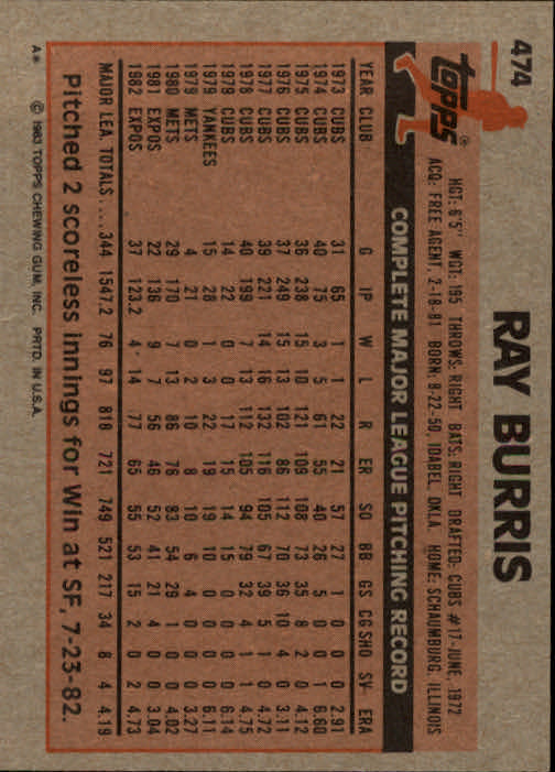 A6485- 1983 Topps Baseball Cards 401-600 +Rookies -You Pick- 15+ FREE US SHIP - Picture 119 of 331