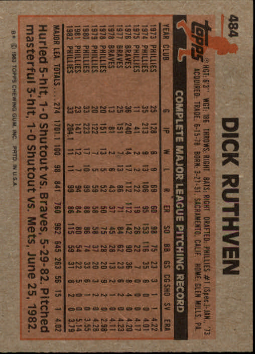 A6485- 1983 Topps Baseball Cards 401-600 +Rookies -You Pick- 15+ FREE US SHIP - Picture 137 of 331