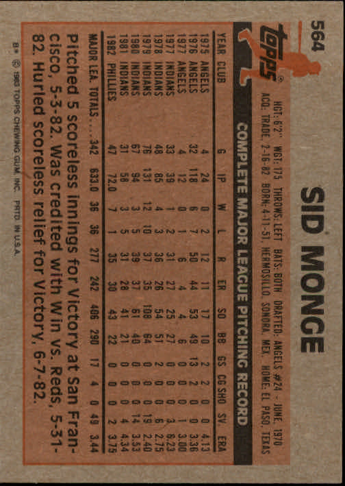A6485- 1983 Topps Baseball Cards 401-600 +Rookies -You Pick- 15+ FREE US SHIP - Picture 271 of 331