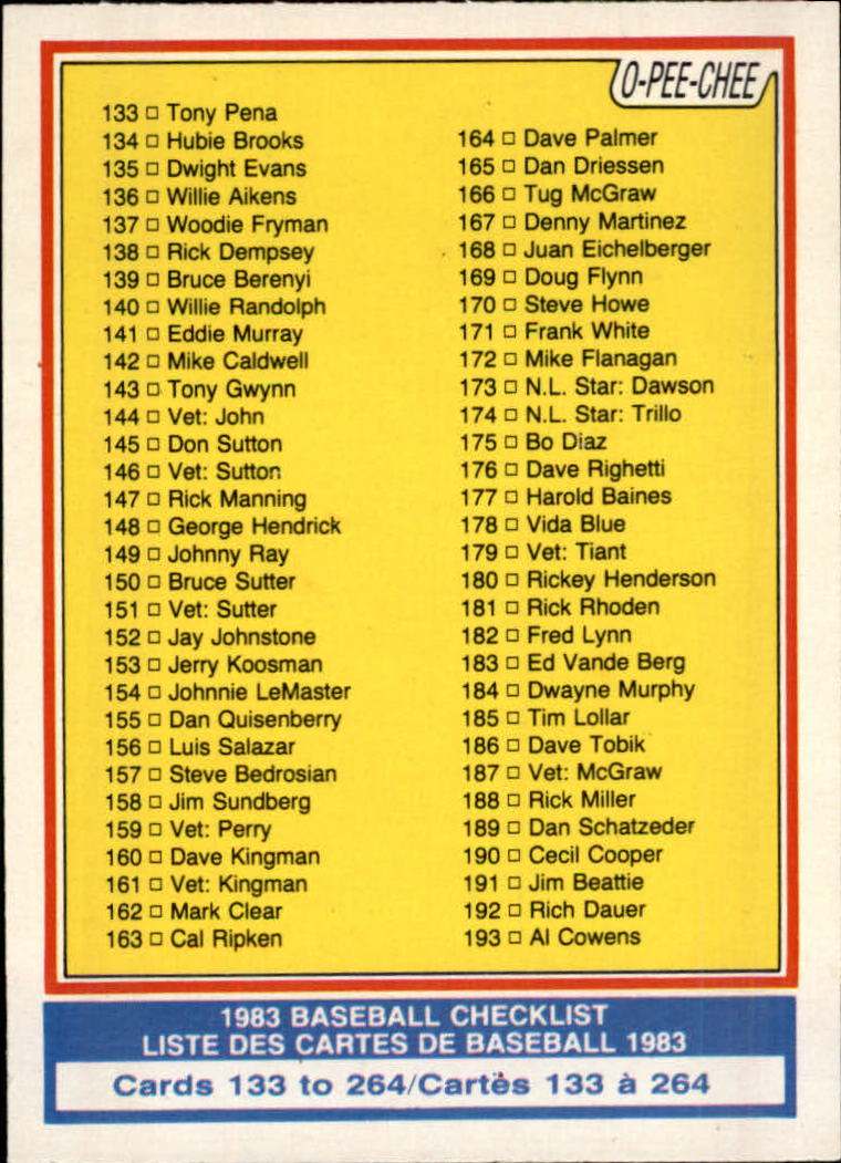 B2129- 1983 O-Pee-Chee BB Cards 201-396 +Rookies -You Pick- 15+ FREE US SHIP - Picture 78 of 311