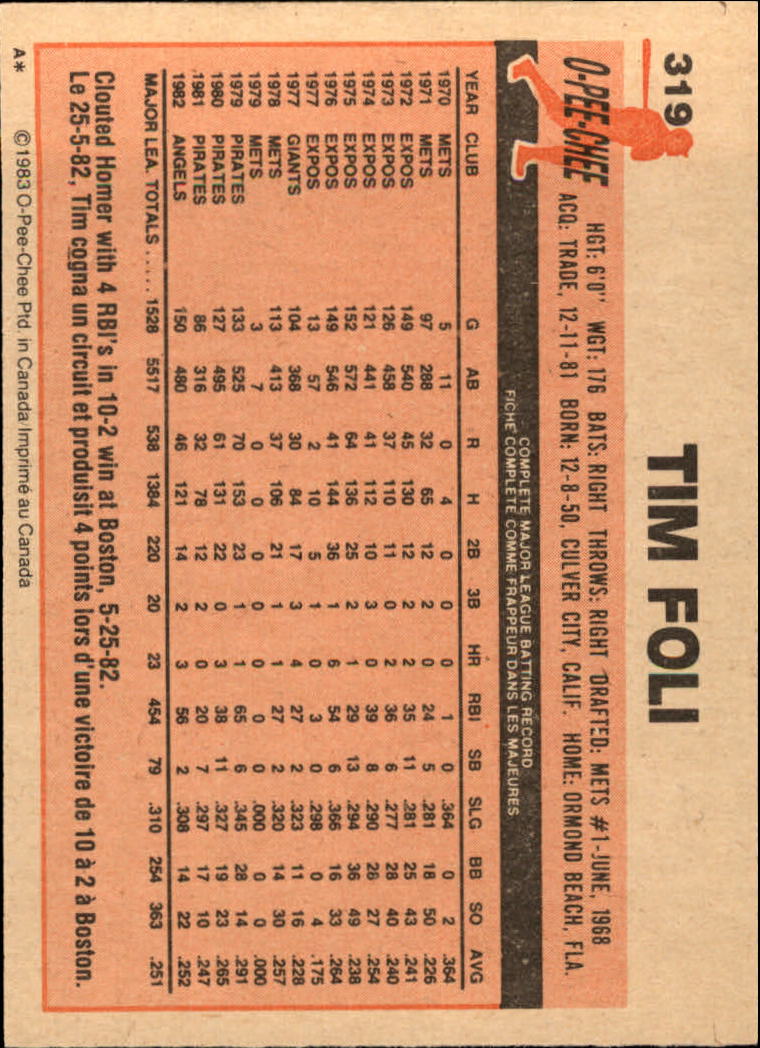 B2129- 1983 O-Pee-Chee BB Cards 201-396 +Rookies -You Pick- 15+ FREE US SHIP - Picture 195 of 311