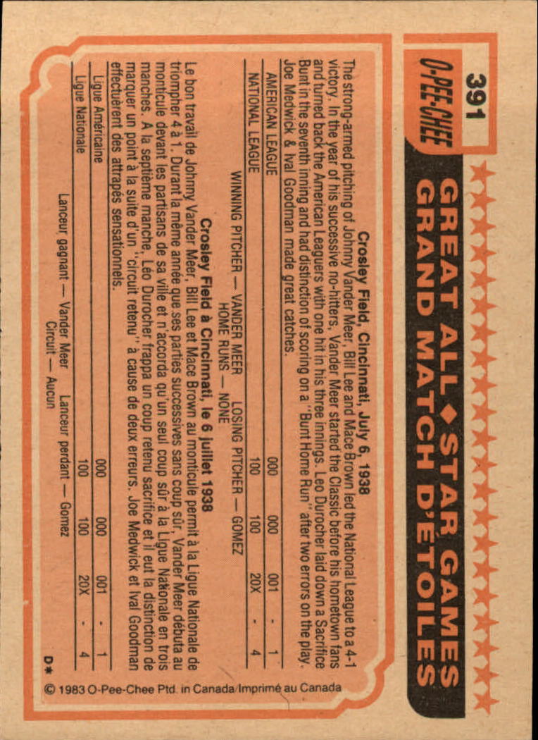 1983 O-Pee-Chee #391 Rickey Henderson AS back image