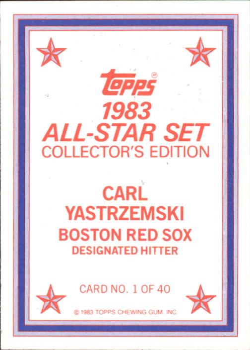 1983 Topps Glossy Send-Ins #1 Carl Yastrzemski back image