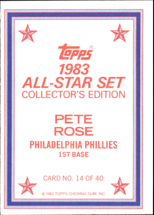 1983 Topps Glossy Send-Ins #14 Pete Rose back image