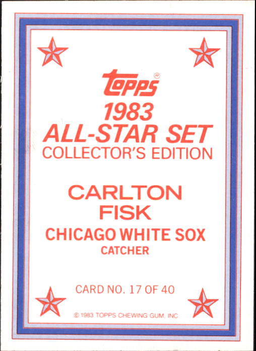 1983 Topps Glossy Send-Ins #17 Carlton Fisk back image