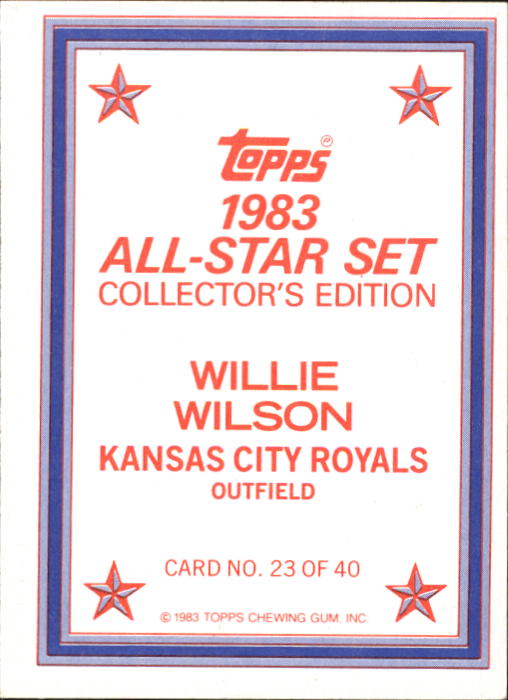 1983 Topps Glossy Send-Ins #23 Willie Wilson back image