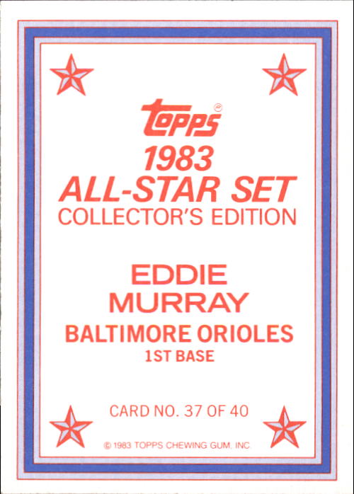 1983 Topps Glossy Send-Ins #37 Eddie Murray back image
