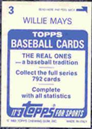 1983 Topps Stickers #3 Willie Mays FOIL back image