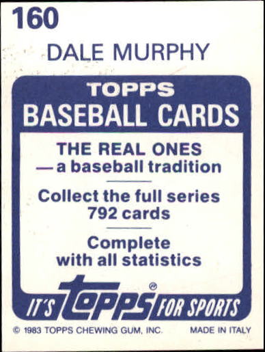 1983 Topps Stickers #160 Dale Murphy back image