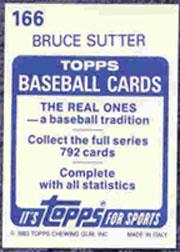1983 Topps Stickers #166 Bruce Sutter back image