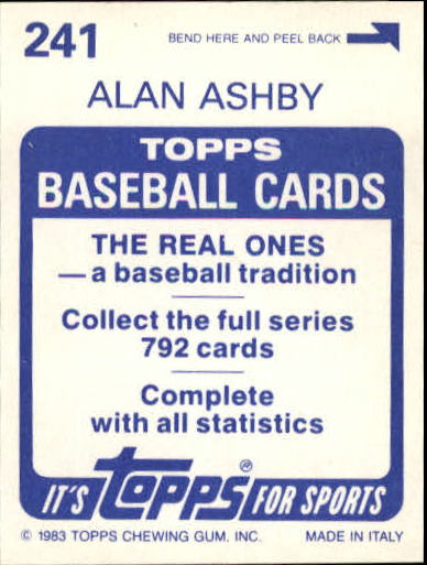 1983 Topps Stickers #241 Alan Ashby back image