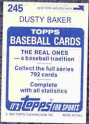 1983 Topps Stickers #245 Dusty Baker back image