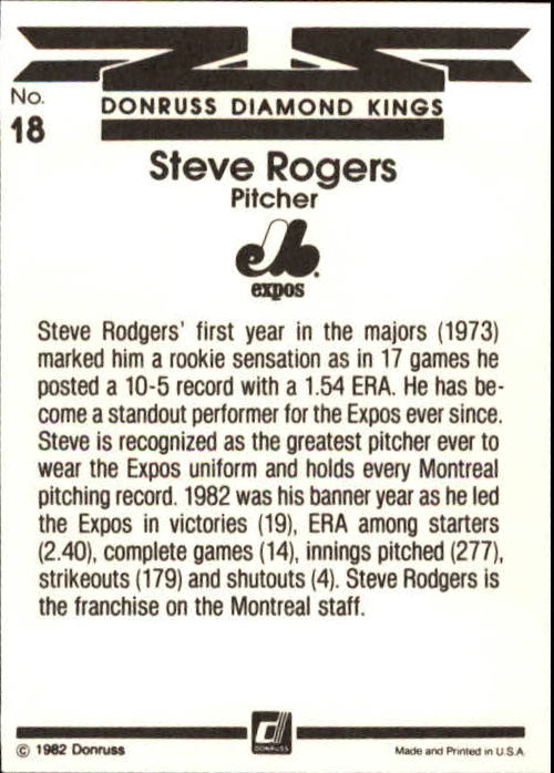1983 Donruss #18 Steve Rogers DK back image