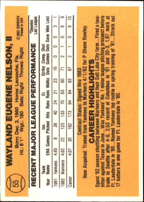 1983 Donruss #55 Gene Nelson back image
