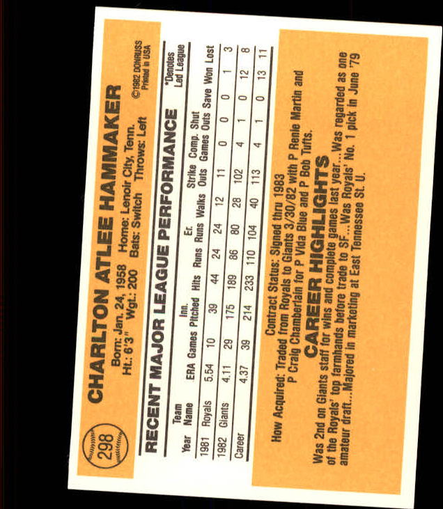 A6279- 1983 Donruss Baseball #s 250-498 +Rookies -You Pick- 15+ FREE US SHIP - Picture 94 of 452