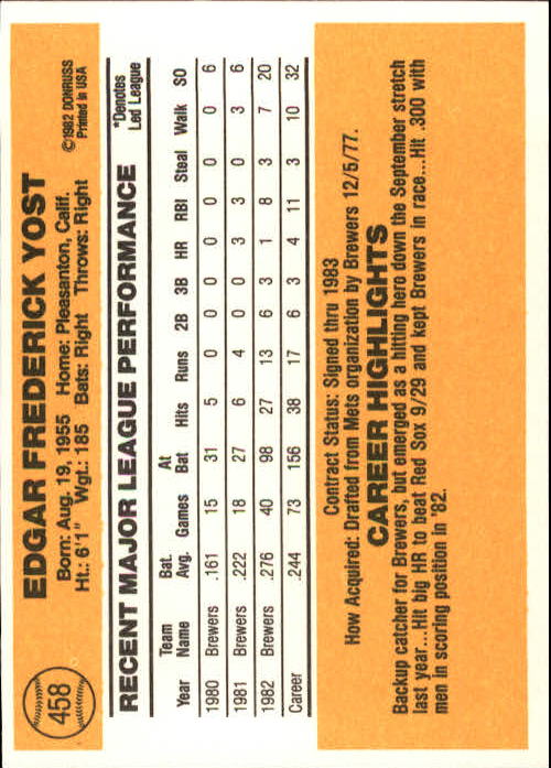 A6279- 1983 Donruss Baseball #s 250-498 +Rookies -You Pick- 15+ FREE US SHIP - Picture 386 of 452