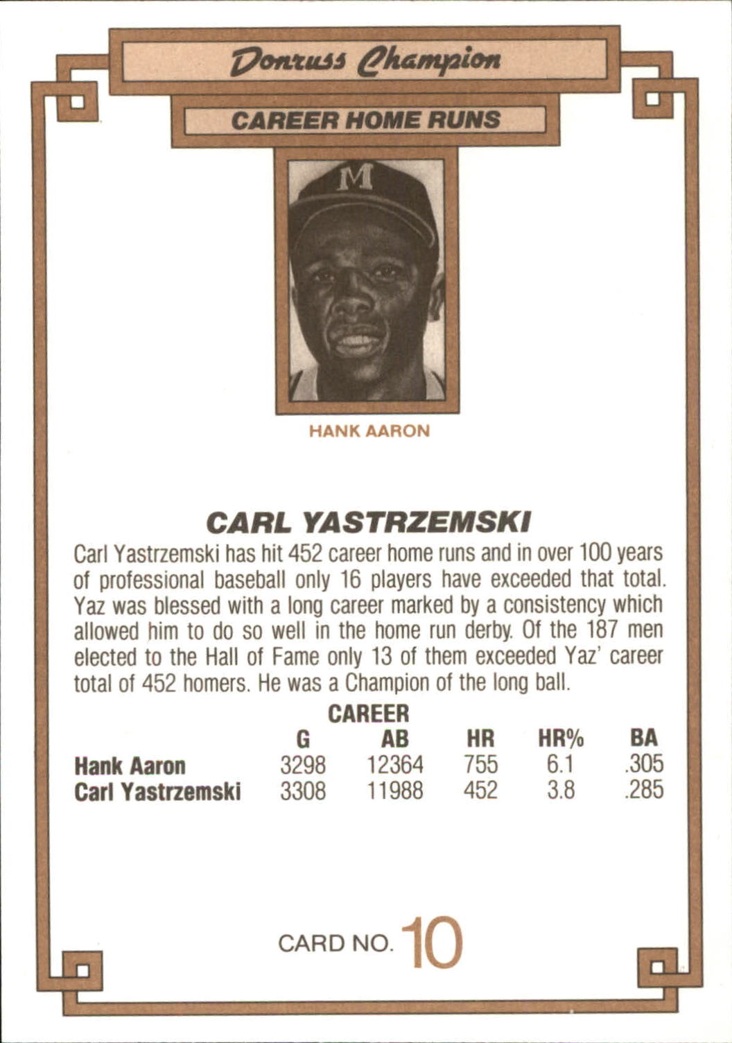 1984 Donruss Champions #10 Carl Yastrzemski back image