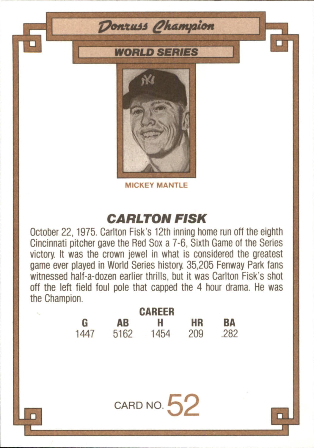 1984 Donruss Champions #52 Carlton Fisk back image