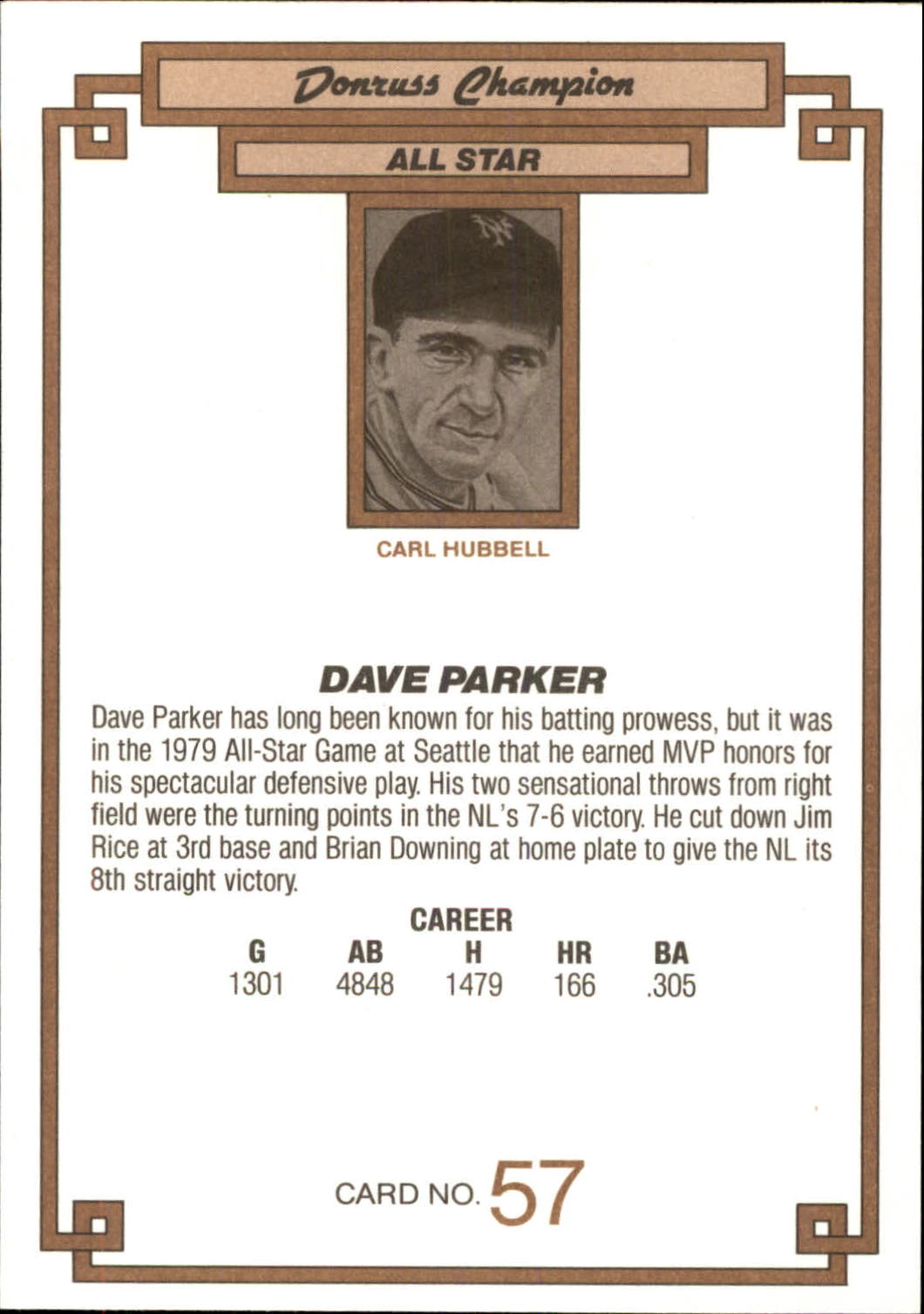 1984 Donruss Champions #57 Dave Parker back image