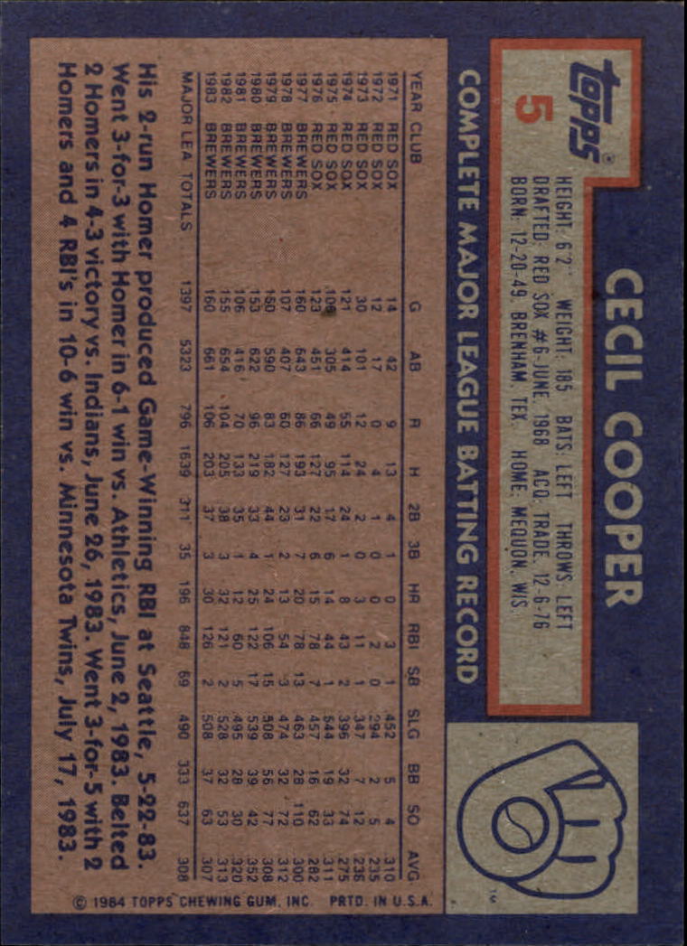 B1866 - 1984 Brewers Gardner's Baseballkarten 1-22 -Sie wählen aus - 15+ KOSTENLOSER US-VERSAND - Bild 7 von 23