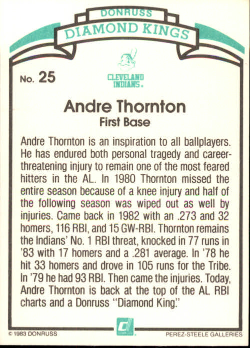 1984 Donruss #25 Andre Thornton DK/COR back image