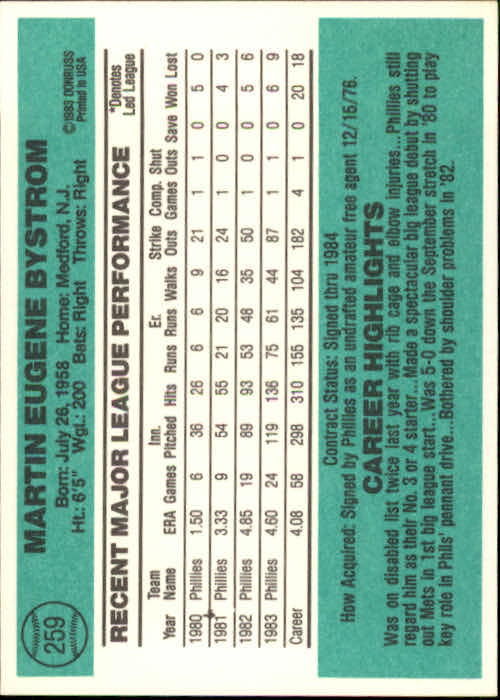 A0070- 1984 Donruss BB 223-472 APPROXIMATE GRADE -You Pick- 15+ FREE US SHIP