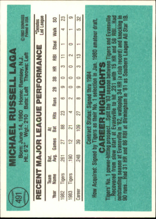 1984 Donruss #491 Mike Laga back image