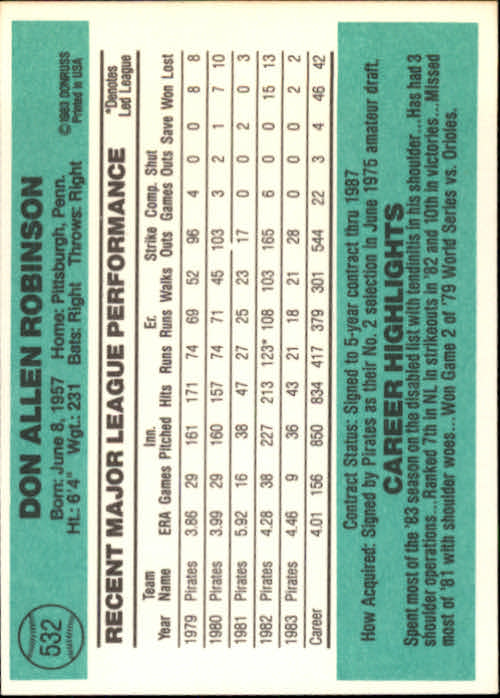 A0070- 1984 Donruss BB 473-660 APPROXIMATE GRADE -You Pick- 15+ FREE US SHIP - Picture 121 of 373