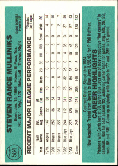 A0070- 1984 Donruss BB 473-660 APPROXIMATE GRADE -You Pick- 15+ FREE US SHIP - Picture 225 of 373