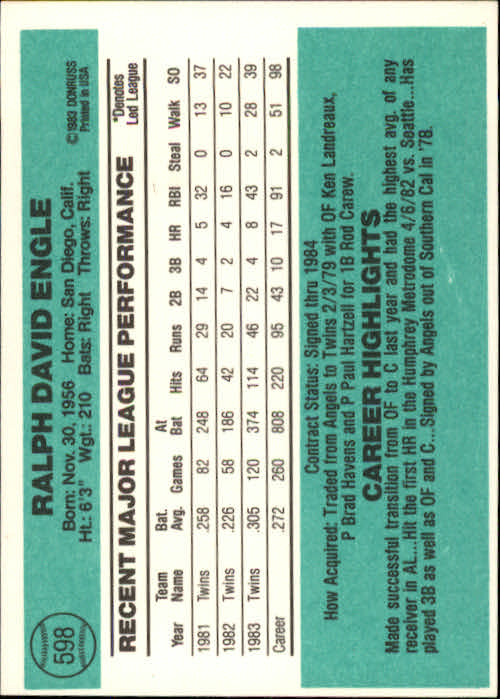 A0070- 1984 Donruss BB 473-660 APPROXIMATE GRADE -You Pick- 15+ FREE US SHIP - Picture 253 of 373