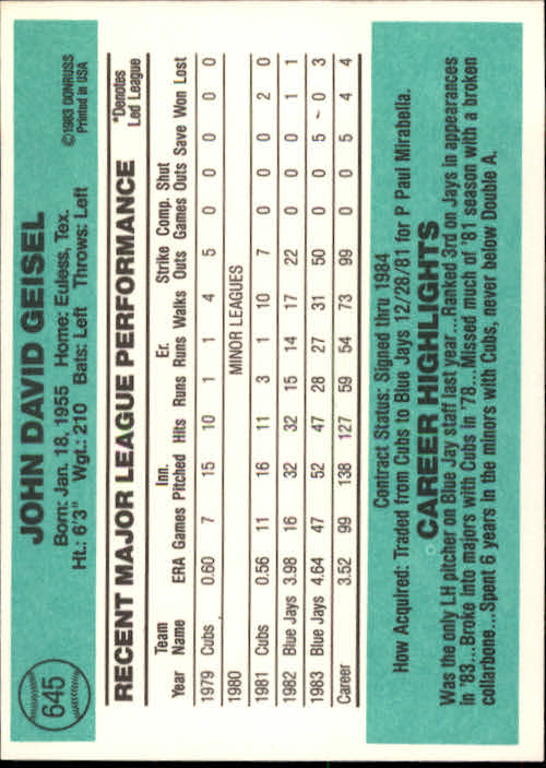 A0070- 1984 Donruss BB 473-660 APPROXIMATE GRADE -You Pick- 15+ FREE US SHIP - Picture 347 of 373