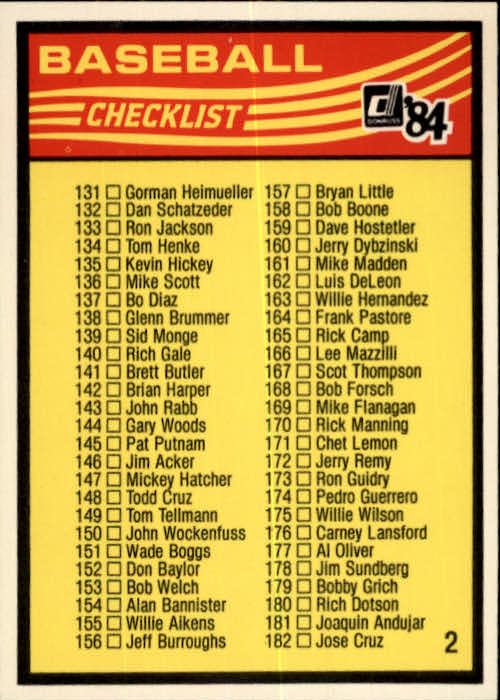 A0070- 1984 Donruss BB 473-660 APPROXIMATE GRADE -You Pick- 15+ FREE US SHIP - Picture 362 of 373