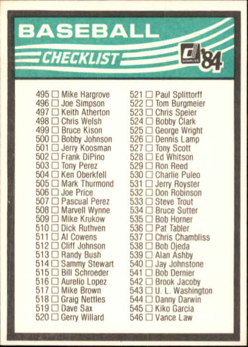 A0070- 1984 Donruss BB 473-660 APPROXIMATE GRADE -You Pick- 15+ FREE US SHIP - Picture 369 of 373